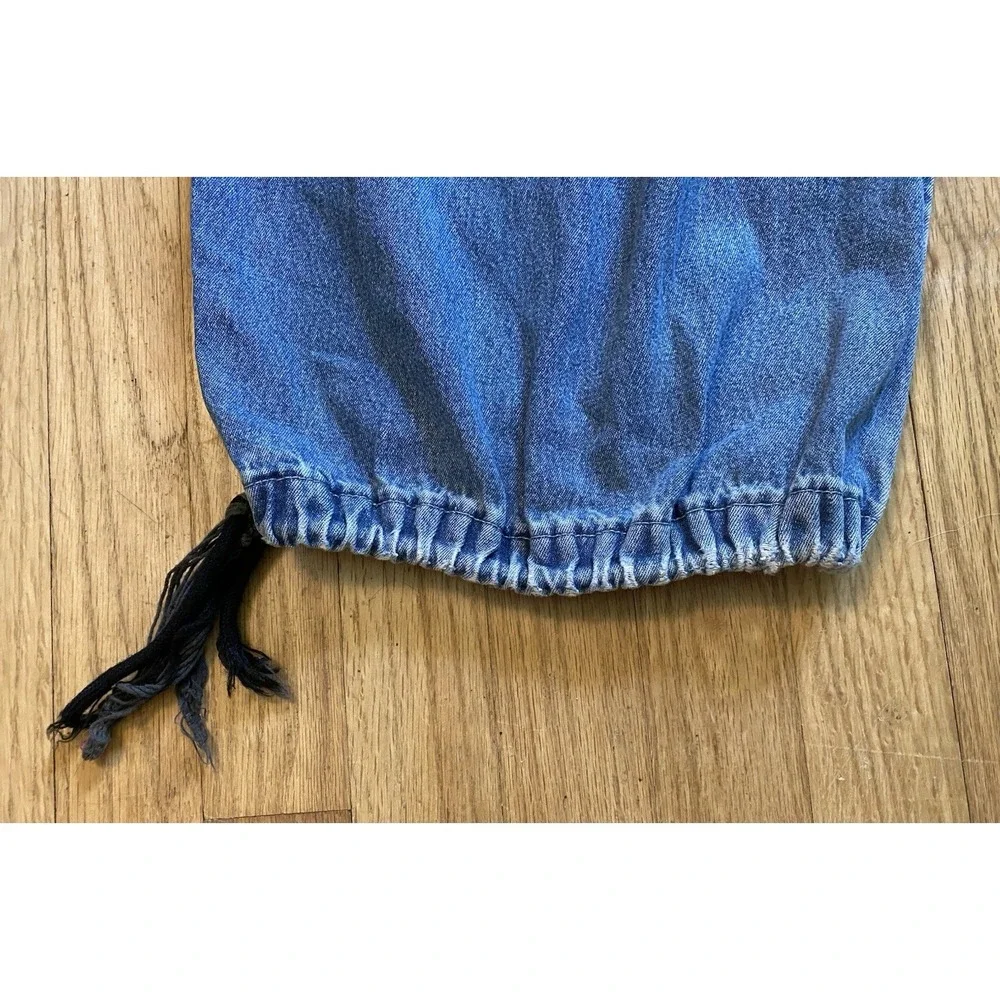 Vintage 90s KIKWEAR Wide Leg Denim Cargo Capri Pants Rave Skater Y2K -size S